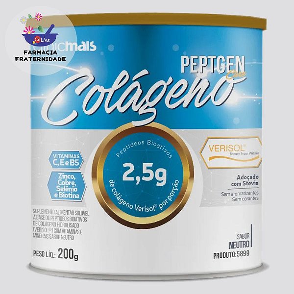 Colágeno PeptGenCare Verisol® Neutro 200 g + Copo Acrílico [Brinde]