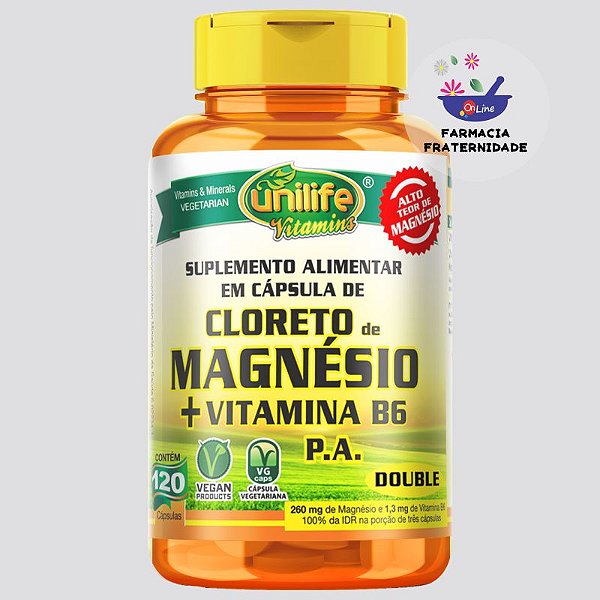 Cloreto de Magnésio PA + Vitamina B6 800 mg 120 Cápsulas