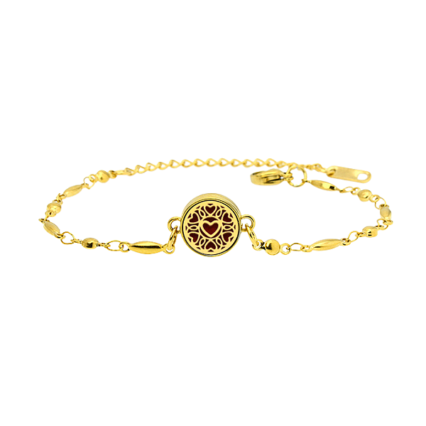 Pulseira Difusor - Pingente 10mm Mini - Coração - Dourado - Aço Inox