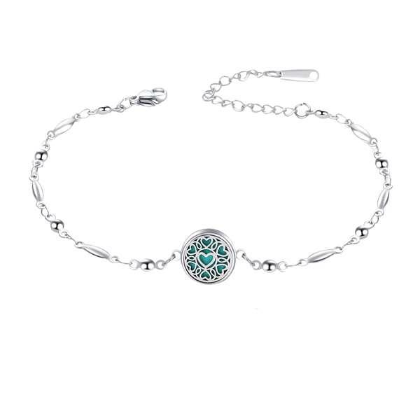 Pulseira Difusor - Pingente 10mm Mini - Coração - Prateado - Aço Inox