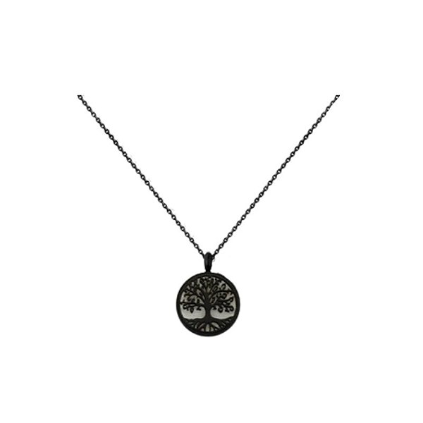 Colar Difusor - Pingente 10mm Mini - Árvore da Vida - Preto - Aço Inox