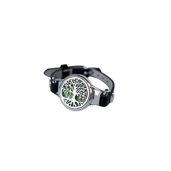 Pulseira Difusor - Pingente 27mm  - Árvore da Vida - Liga de Zinco e Courino