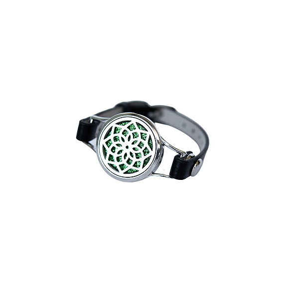 Pulseira Difusor - Pingente 27mm  - Mandala - Liga de Zinco e Courino