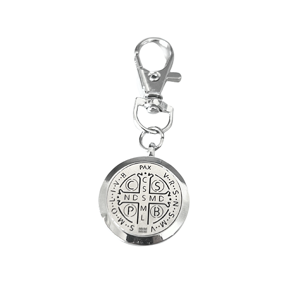 Chaveiro Difusor - Pingente 21mm - São Bento - Prateado - Liga de Zinco