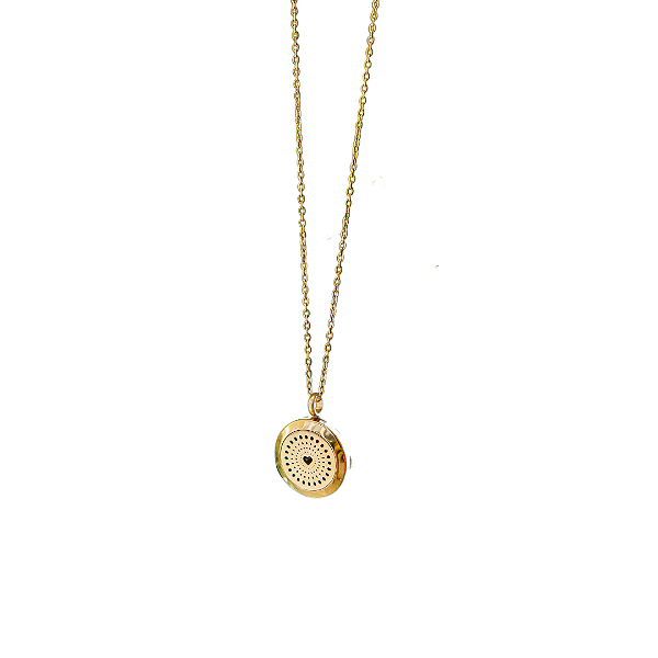 Colar Difusor - Pingente 25mm - Coração - Dourado - Aço Inox