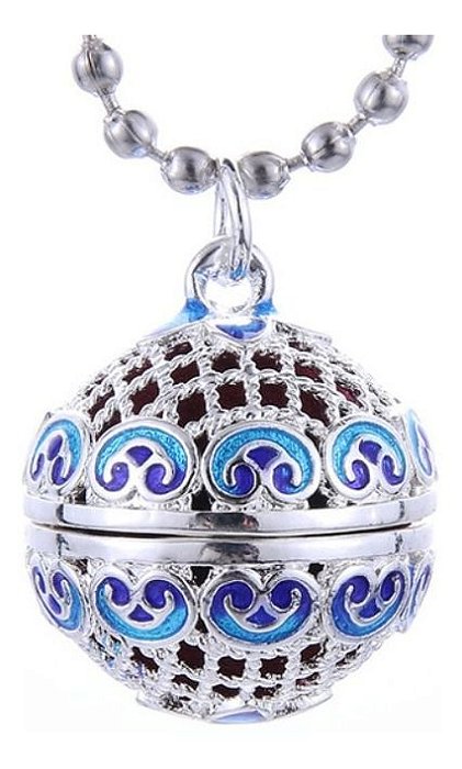Colar Difusor Redondo - Pingente 16mm - Azul - Liga de Zinco