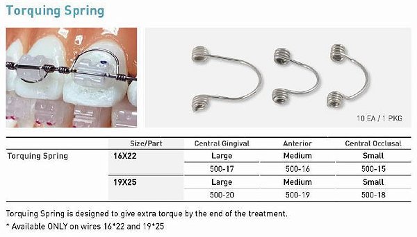Mola Ortodôntica Torquing Spring 019 x 025 Medium c/10 unid World Bio Tech