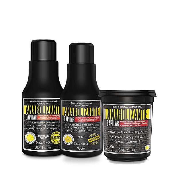 Kit Anabolizante Capilar - Shampoo 300 ml + Condicionador 300 ml + Máscara NatuMaxx