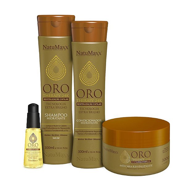 Natumaxx Oro Therapy Shampoo 300 ml + Condicionador 300 ml + Máscara 300g + Sérum