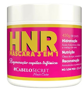 HNR Máscara 3 EM 1- 450 g Regeneração Capilar Trifásica - Cabelo Secret