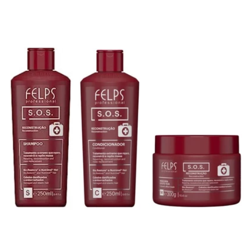kit Felps Sos - Shampoo 250ml + Condi 250ml + Másc 300g