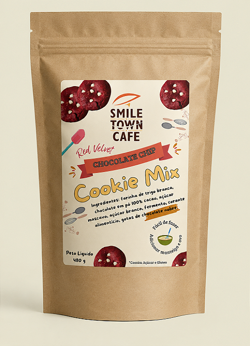 Mistura Mix para Preparar Cookies Red Velvet, 480g