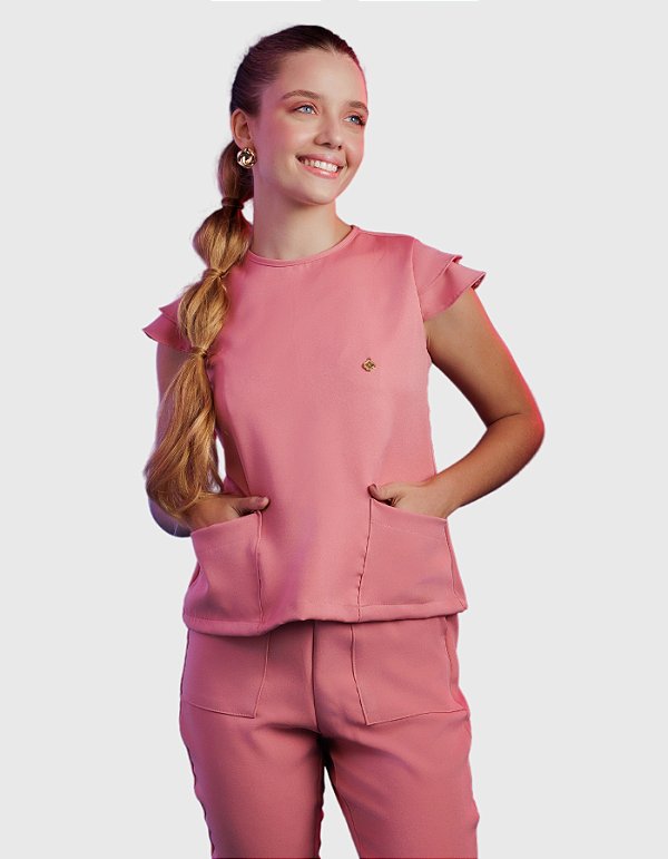 Scrub Feminino Flora Rosé