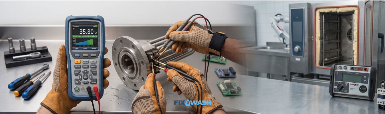 Como testar resistência elétrica industrial com multímetro diagnóstico técnico Fixwash