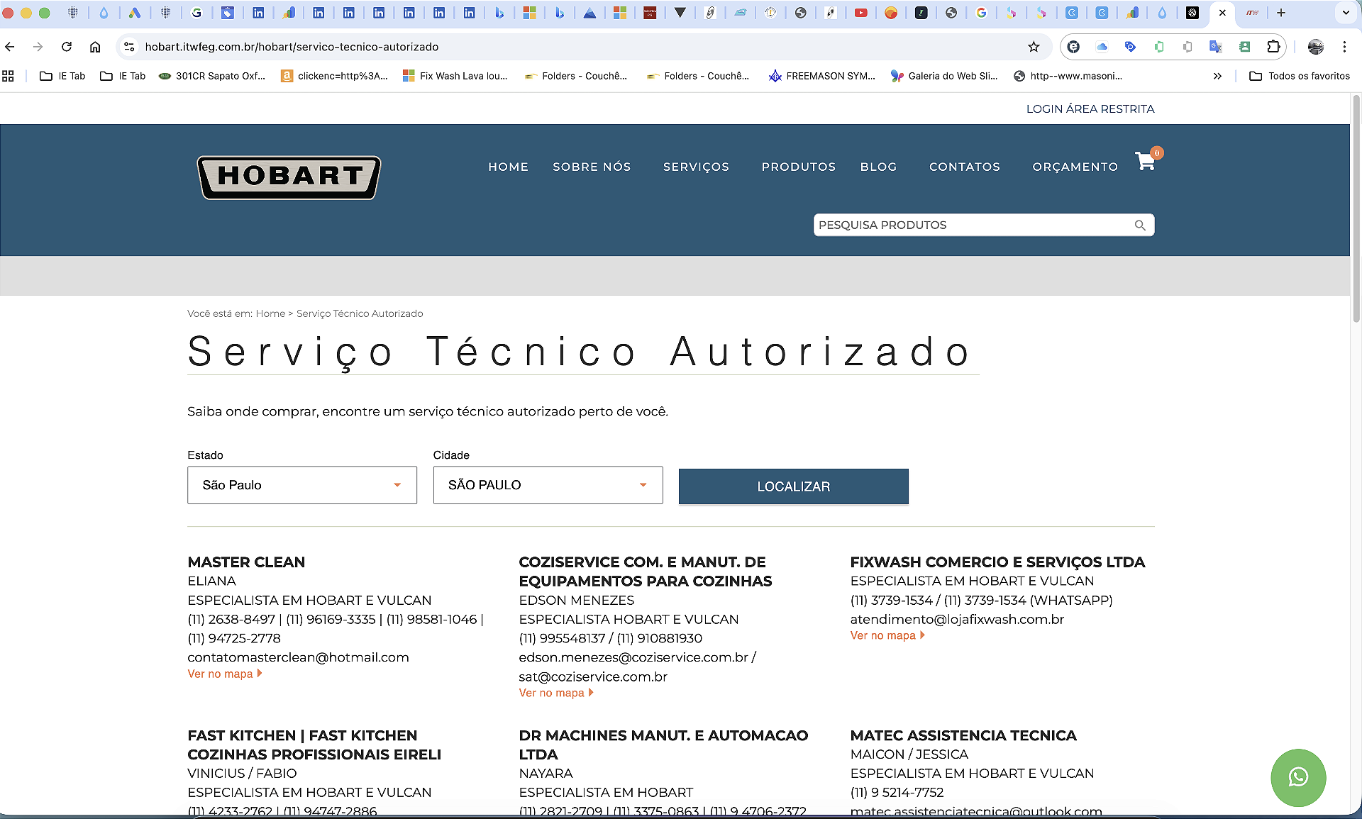 Print do localizador oficial Hobart com Fixwash como assistência técnica autorizada