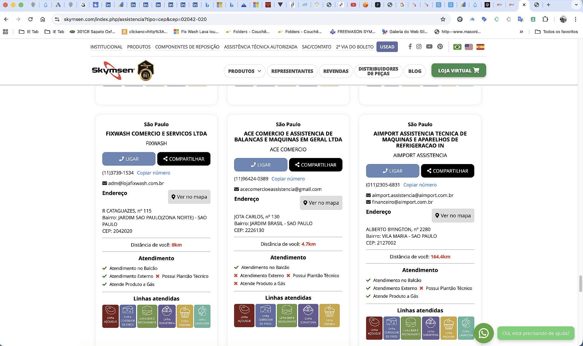 Print do localizador oficial Skymsen com Fixwash como assistência técnica