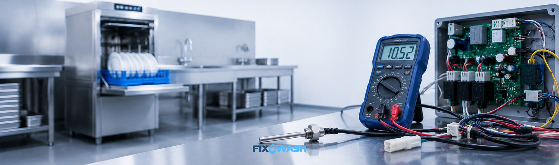 Sensor NTC para lava-louças industrial teste diagnóstico peças e manutenção Fixwash
