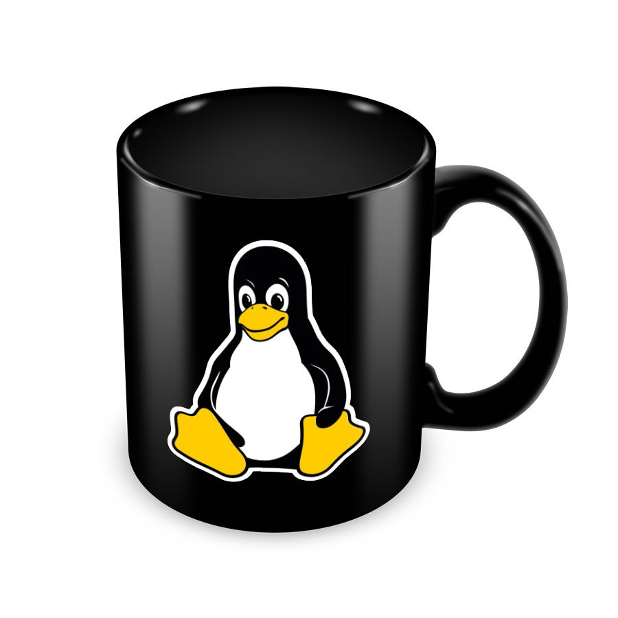 Caneca Tux Linux preta