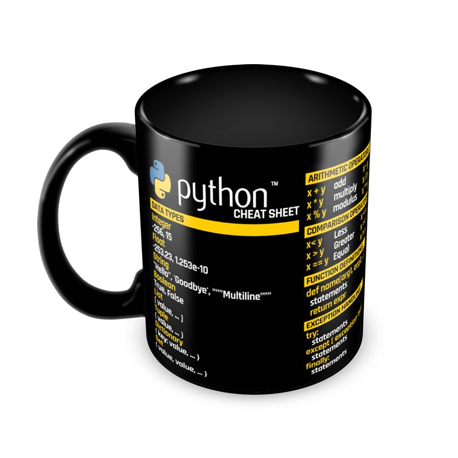 Caneca Python Commands Cheat Sheet preta