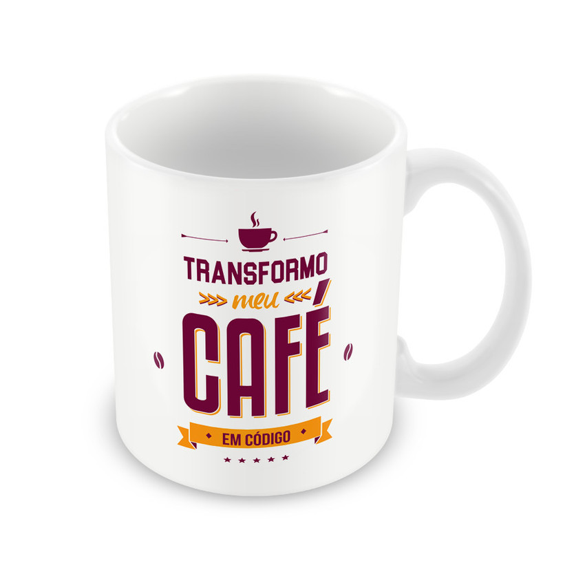 Caneca Transformo Meu Café em Código