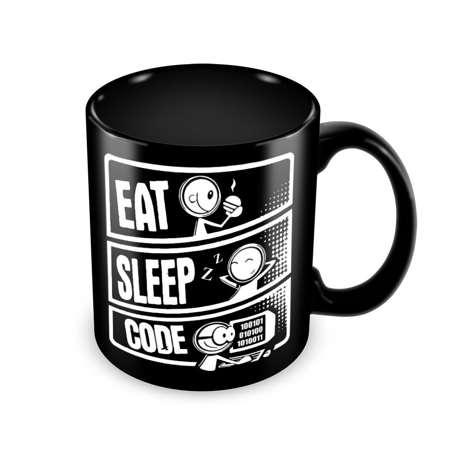 Caneca Eat Sleep Code preta