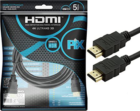 Cabo HDMI 2.0 4K HDR 19p 5 metros (PIX) - Loja dos Marios