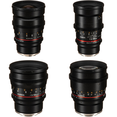 Rokinonシネマ五レンズセット　EF Mount Kit Lentes ROKINON 24, 35, 50, 85mm T1.5 Cine DS para Sony E-Mount