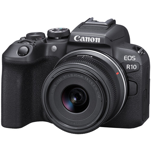 Câmera CANON EOS R10 + lente 18-45mm + Microfone + Grip Tripé