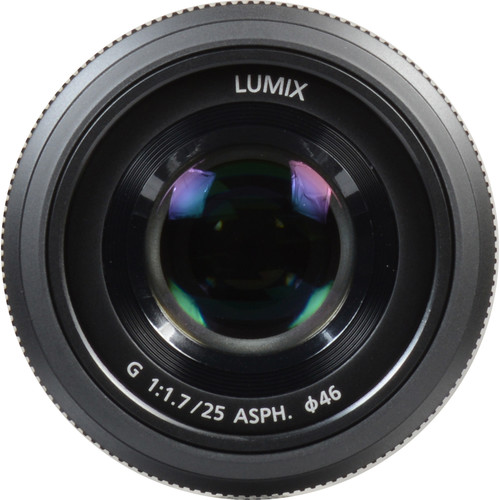 Panasonic LUMIX G 25mm/F1.7 ASPH. H-H02… Panasonic Lente LUMIX G, 25 mm, F1.7 ASPH, micro quatro terços sem