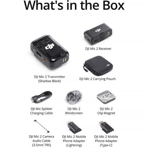 DJI Mic 2 (1 Microfone de lapela sem fio TX e 1 Receptor RX