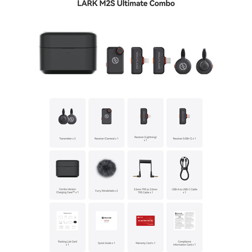 Microfone de lapela sem fio HOLLYLAND LARK M2S Ultimate Combo