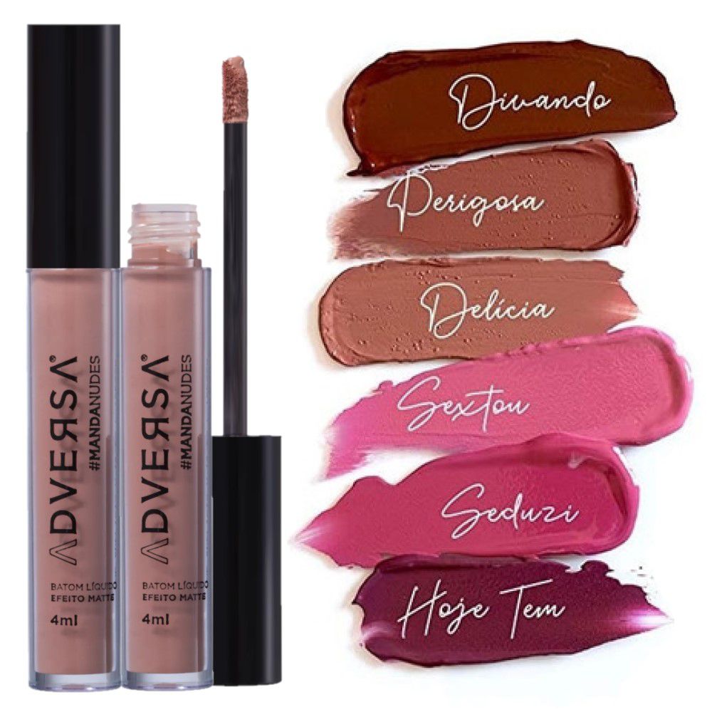 Batom Liquido Matte Manda Nudes Adversa Atacado - Box C/24 e Provador -  Distribuidora JCF - Fornecedor de Maquiagem em Atacado, Cosméticos em  Atacado, Distribuidora Ruby Rose Atacado