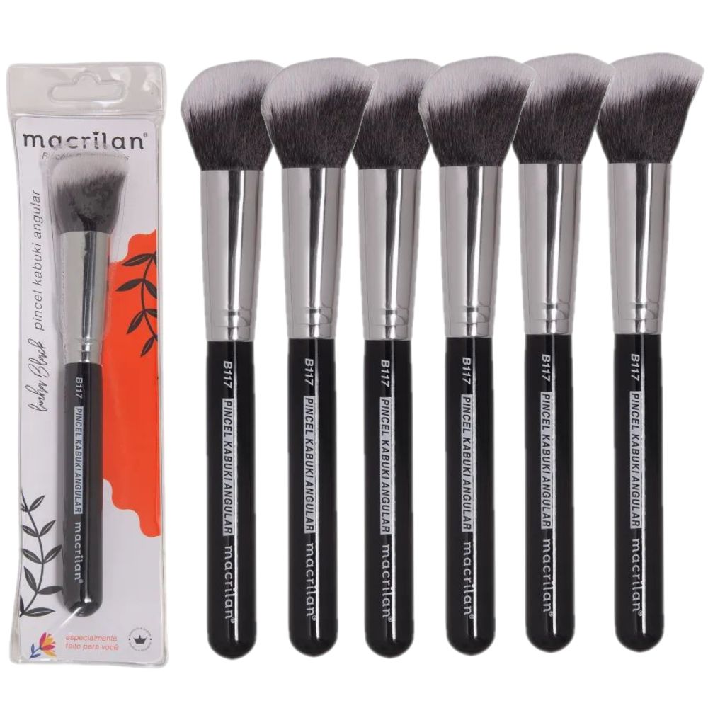 Macrilan - Pincel Profissional para Blush Kabuki Angular - 6 und