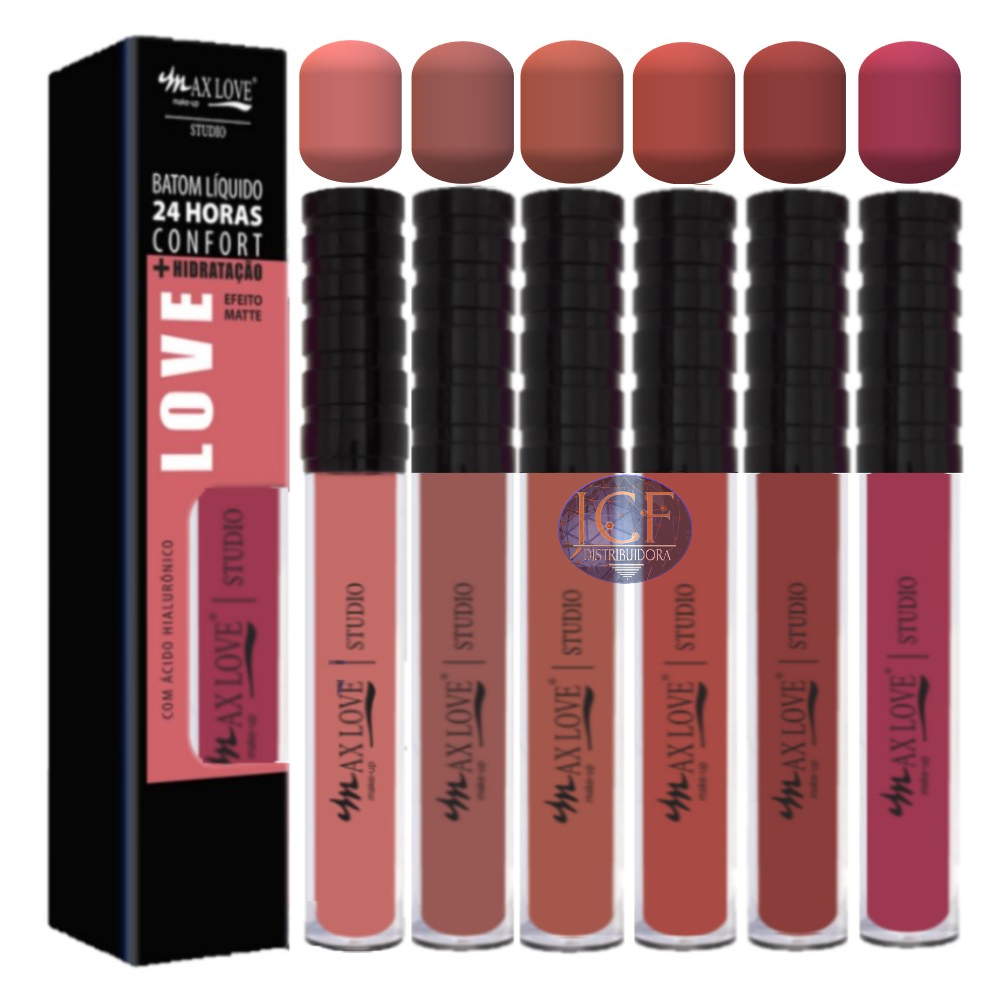 Max Love - Batom 24H Confort + Hidratação 740 a 745 - 6 und