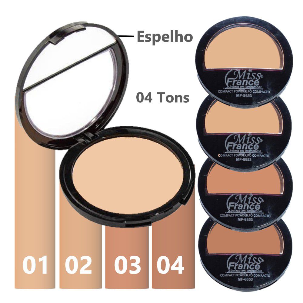 Miss france - Pó Compacto com Espelho MF8653 - 24 Und