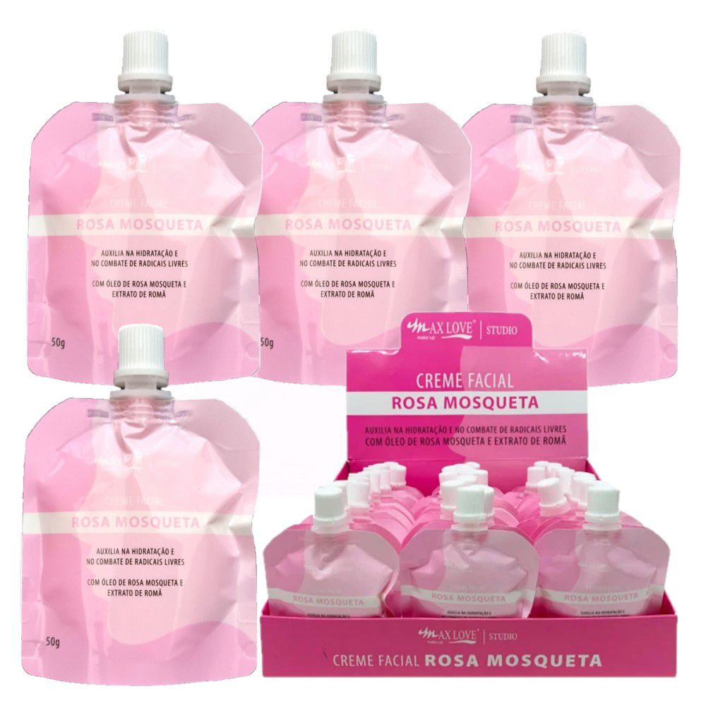 Max Love - Creme Facial Rosa Mosqueta Hidratante 50g - 12 Un
