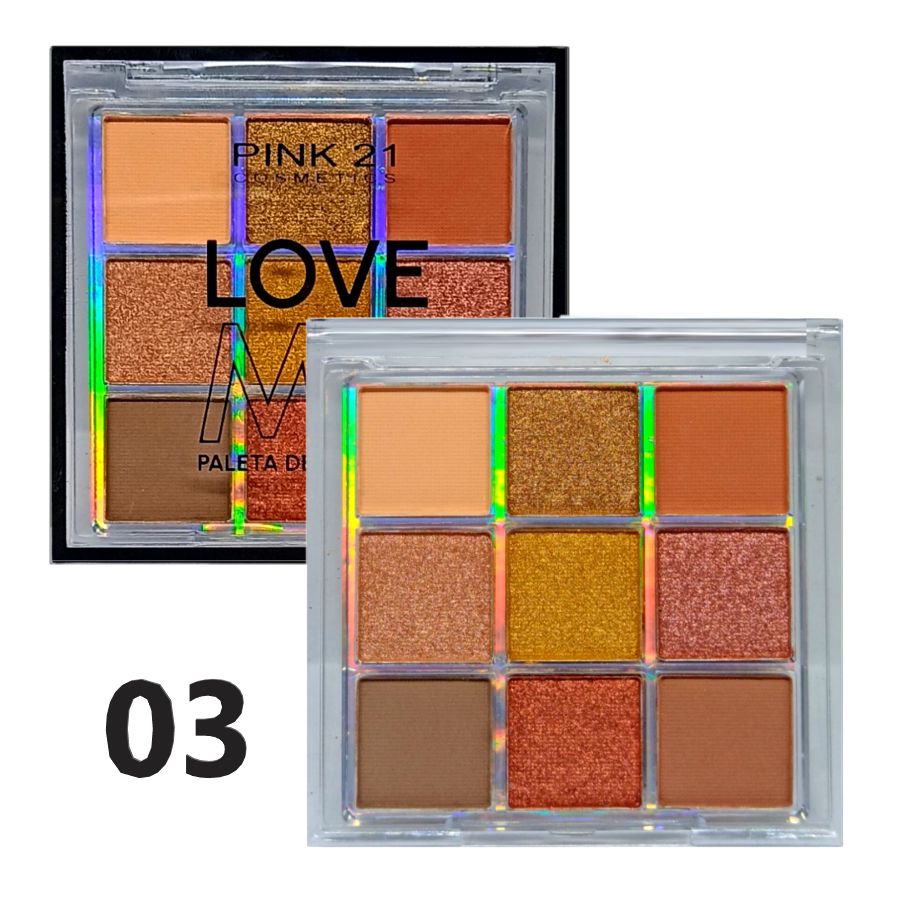 Pink 21 - Paleta de Sombras Love Me CS3553 - Kit C/3 Und