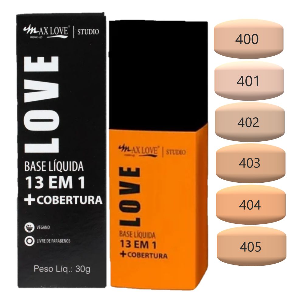 Max Love - Base Liquida 13 em 1 Cobertura Tons Claros 400 a 405