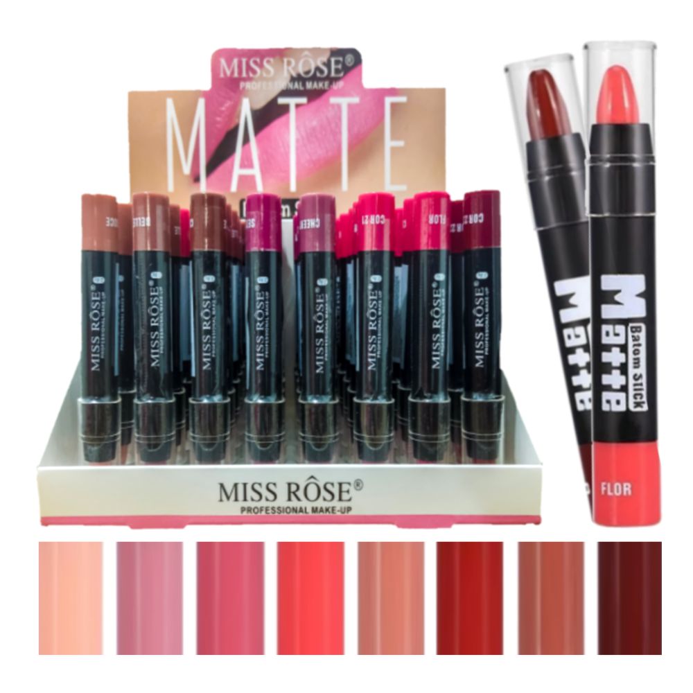 Miss Rose - Batom Stick Matte Retratil - Box C/48 UND