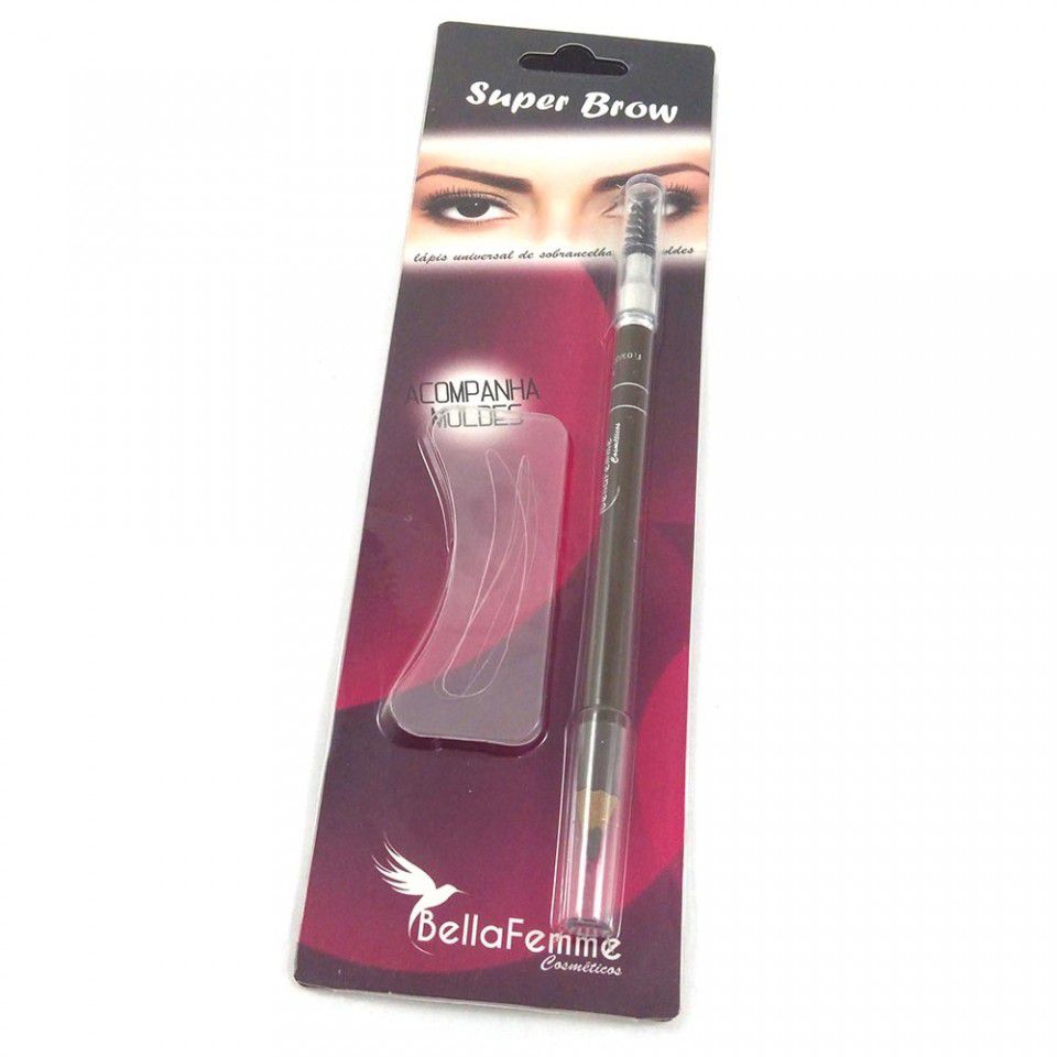 Kit Lápis para Sobrancelha com escova e 3 Moldes Bella Femme