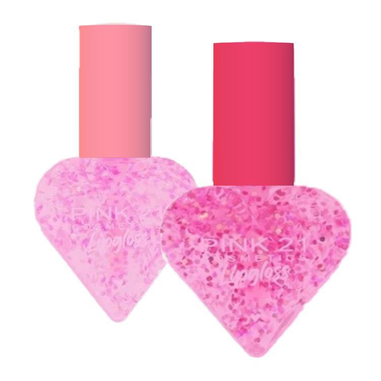 Pink 21 - Lip Gloss Glitter e Magic Coração CS3947 - 24 Und