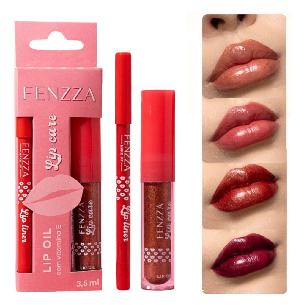 Fenzza - Kit Lip Oil + Contorno Labial 4 Cores FZ22023 - 24 Kits
