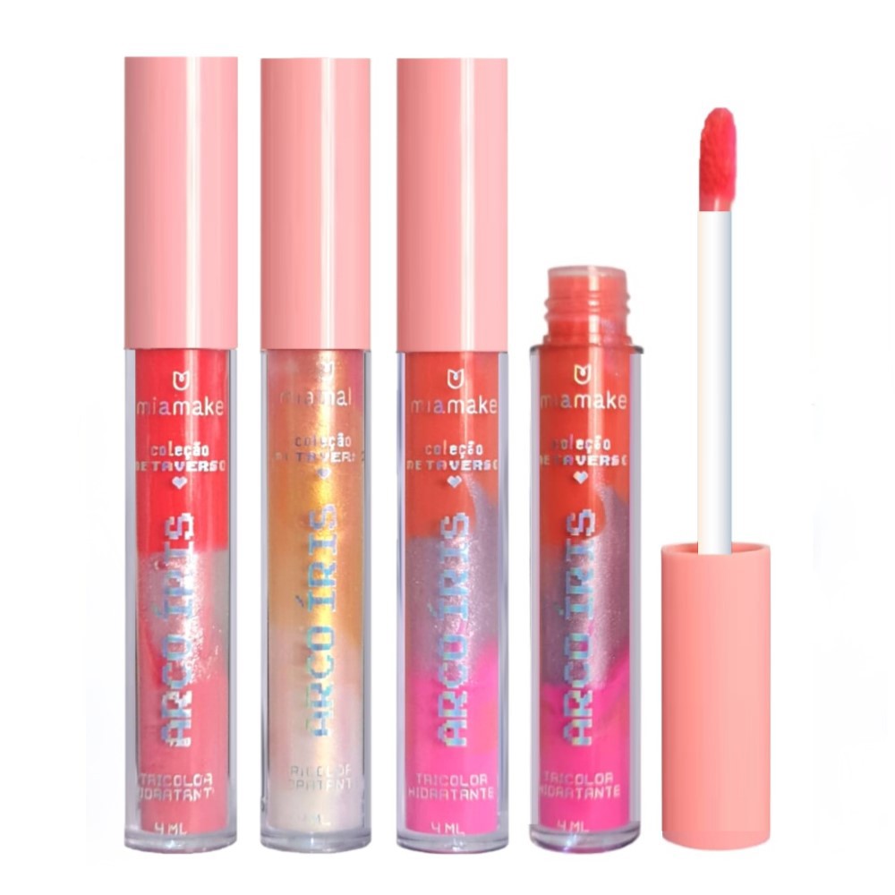 Mia Make - Lip Gloss Arco Iris 3 modelos MM079 - 3 Und ( Validade