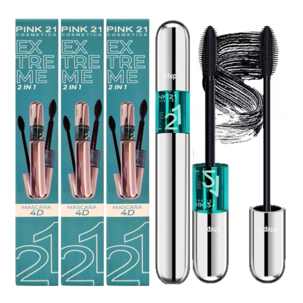 Pink 21 - Mascara de Cilios 2 em 1 Extreme 4D CS3550 - 12 Und