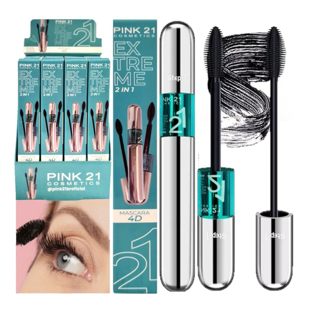 Pink 21 - Mascara de Cilios 2 em 1 Extreme 4D CS3550 - 12 Und