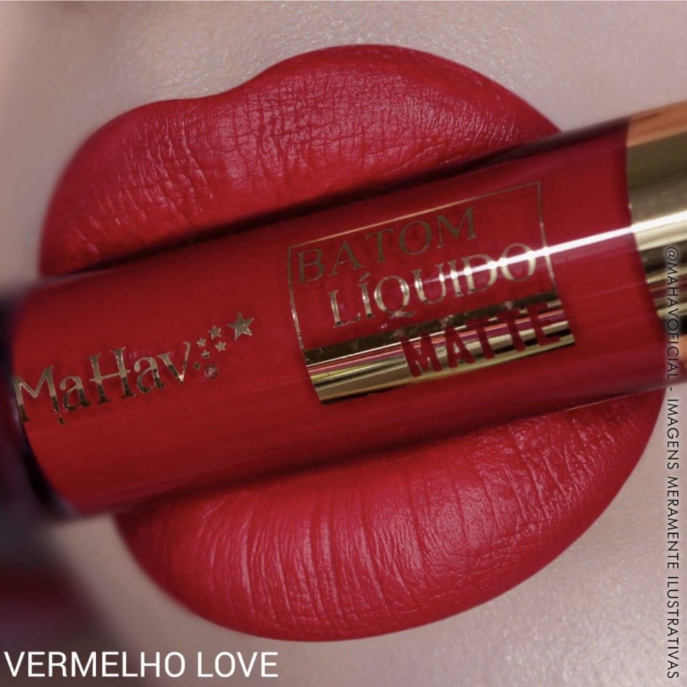 Mahav - Batom Liquido Matte Vermelho Love - Distribuidora JCF