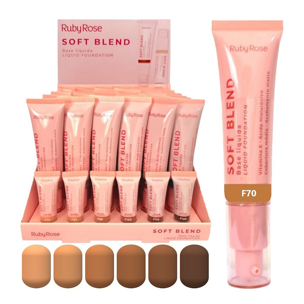 Nova Base Ruby Rose Soft Blend em Box Atacado - 36 Unid