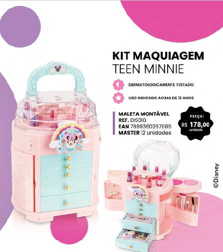 Fenzza - Maleta de Maquiagem Disney Minnie Gaveta DIS318