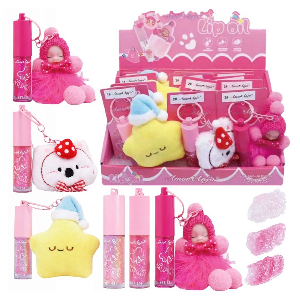 Amor Anjo - Lip Oil Pelucia Chaveiro AMAB042A - 3 Und