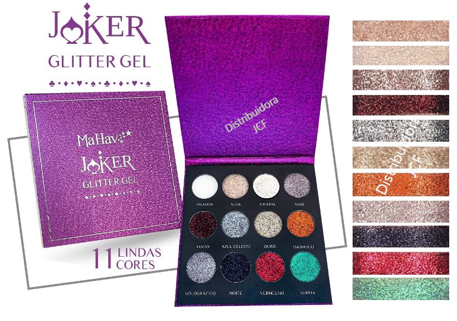 Paleta de Glitter Gel Joker Partículas de Alto Brilho Mahav